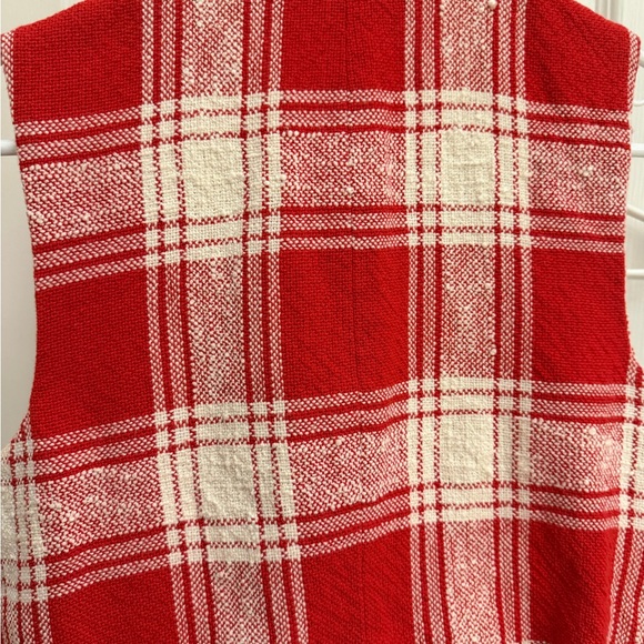 Zara Red & Cream Plaid Button-Front Vest - Picture 6 of 6